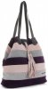 Vittoria Gotti Modna Kolorowa Torba Skórzana w Paski firmowy Shopper Made in Italy Multikolor Fioletowa